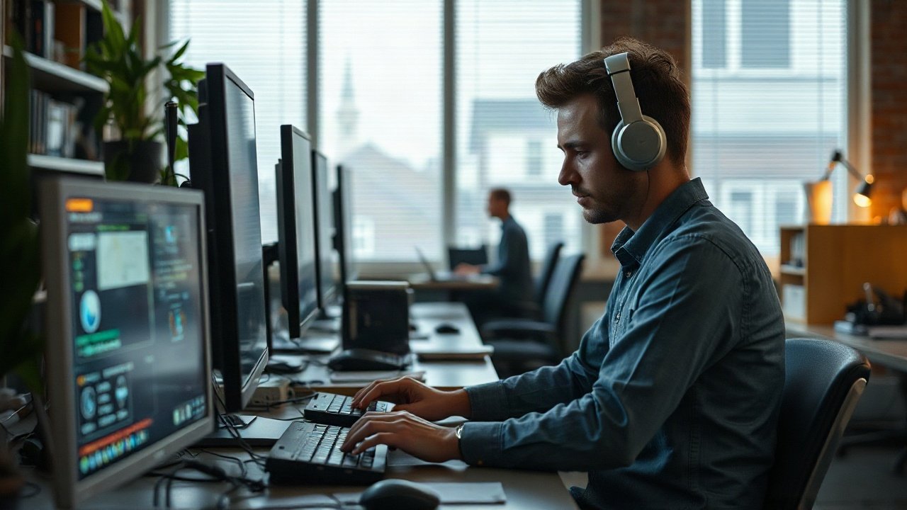 Computer science professionals reviewing AI-assisted software, data and cybersecurity systems