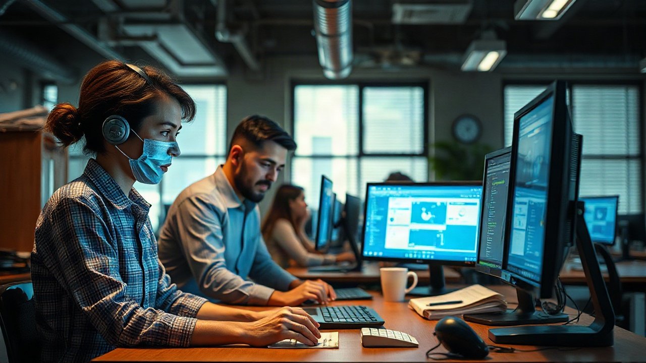 Salespeople using AI-assisted tools while handling real-world work