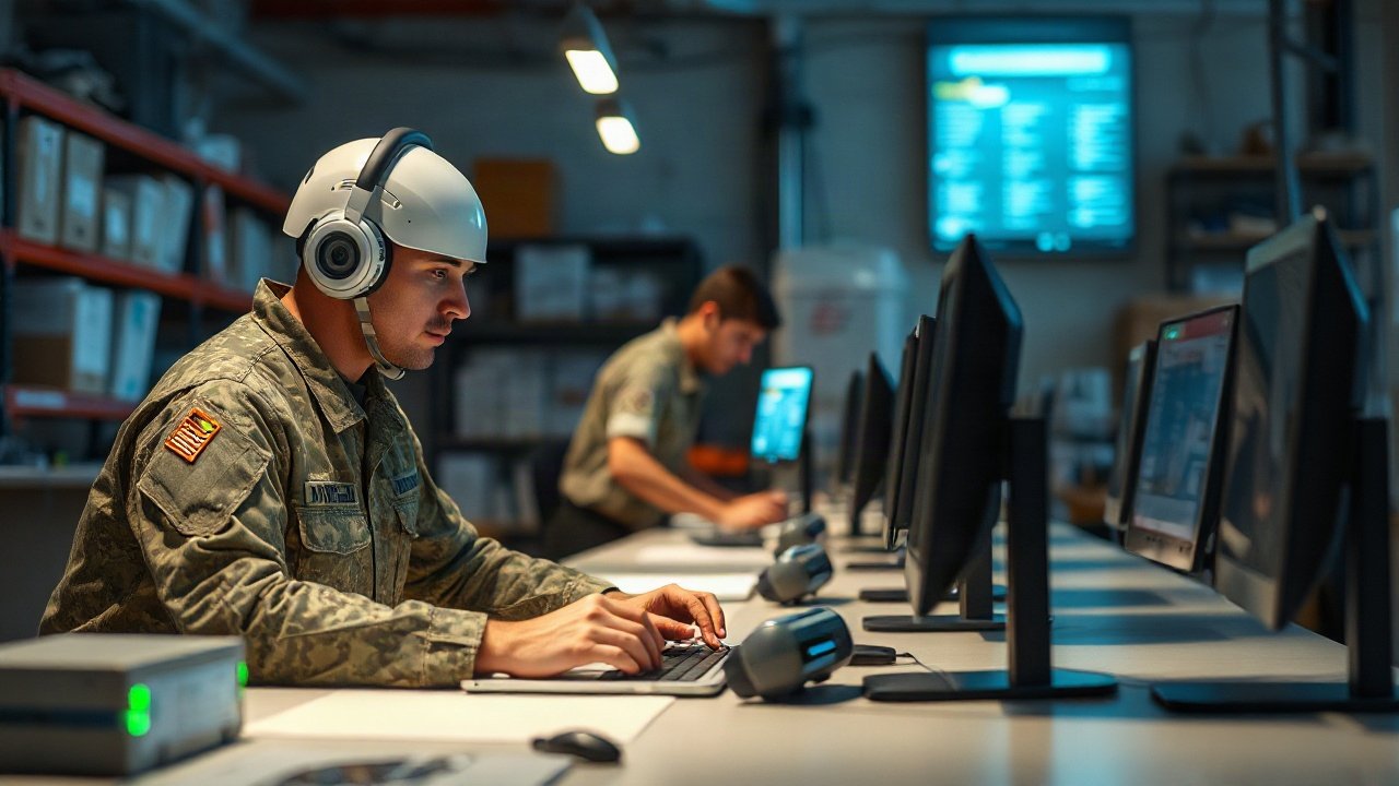 Soldiers using AI-assisted tools while handling role-specific work