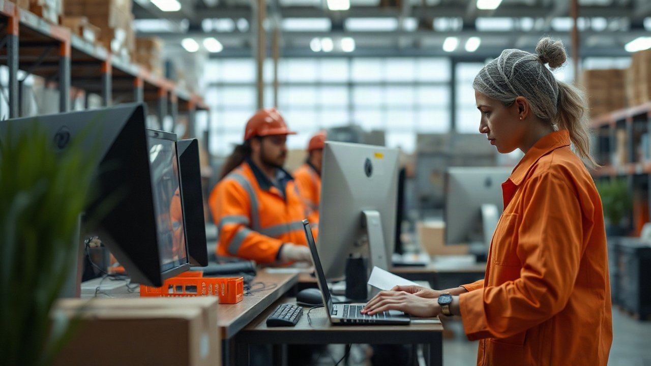 Supply-Chain Workers And Professionals using AI-assisted tools while handling real-world work