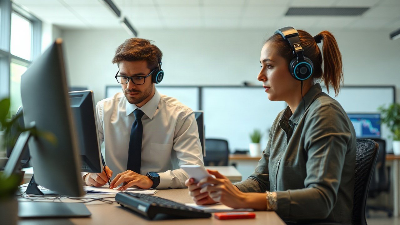 Transcriptionists using AI-assisted tools while handling role-specific work