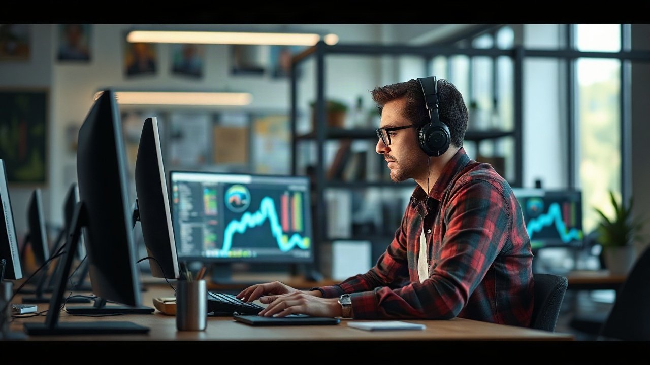 Web designer reviewing an AI-generated website layout and accessibility checks